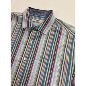 TOMMY BAHAMA Island Zone Mens Long Sleeve Button Shirt Striped - L Flip Cuff